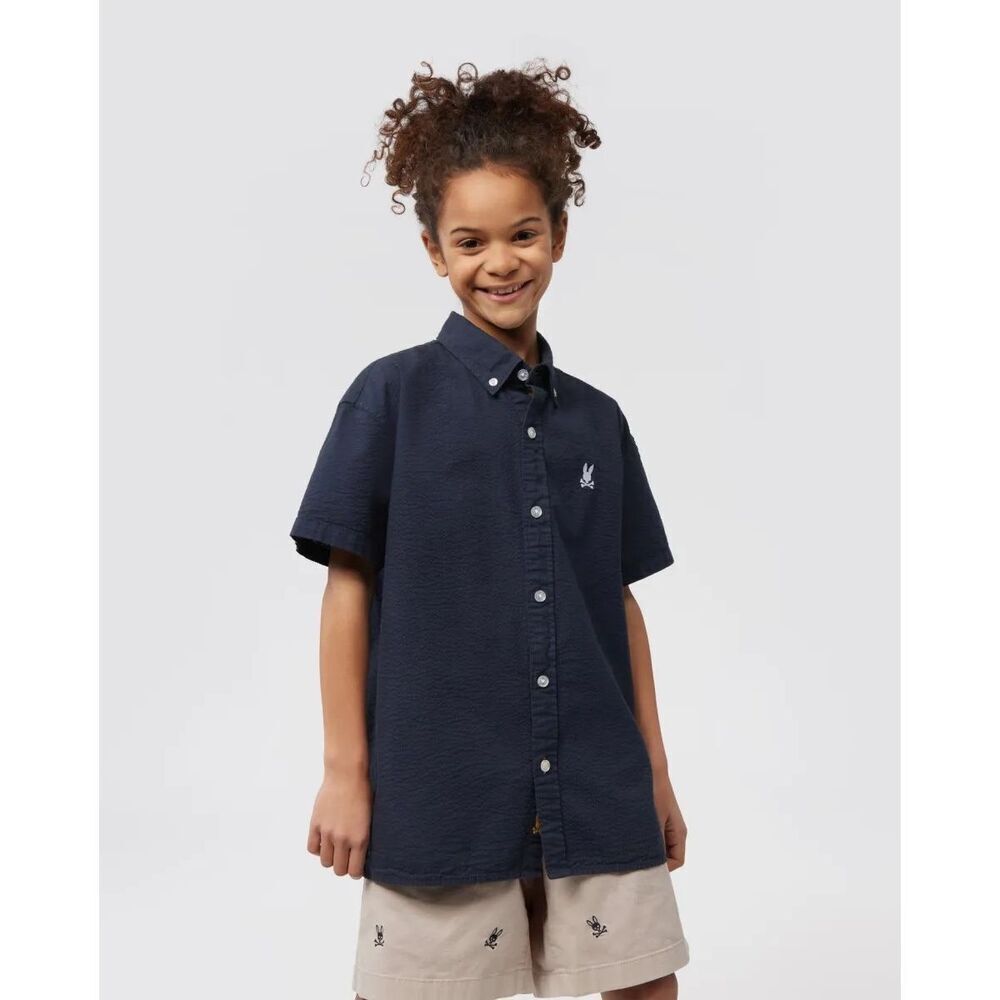 Psycho Bunny Alton Seersucker Kids Button Down - Picture 1 of 8